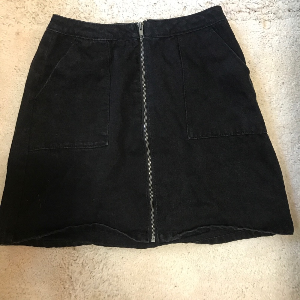 Charlotte Russe black denim zip up skirt